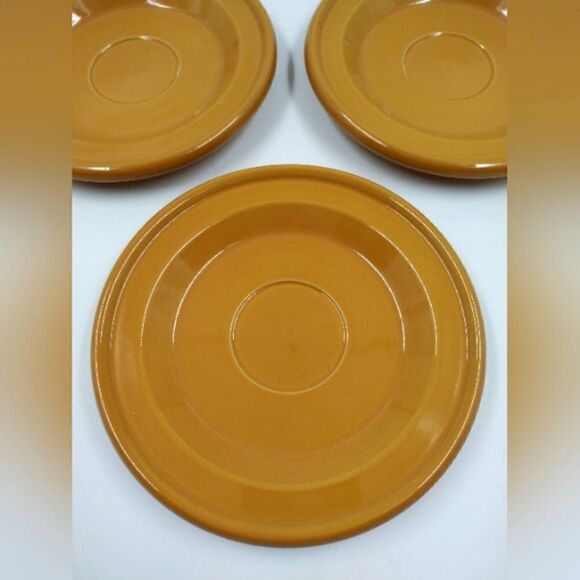 Emile Henry France 3 Saucers Kitchen Dining Coffee Tea  Mustard Yellow - Picture 9 of 10